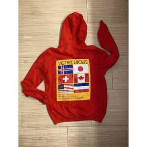 10 Deep Vctry Sport Hoodie Sweatshirt Mens M Red Vintage Medium